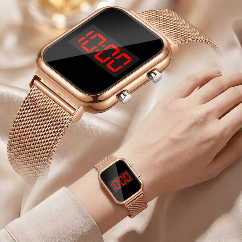 Luxury Watch Exchange - موضة مشبك مغناطيسي مستطيل LED الساعات