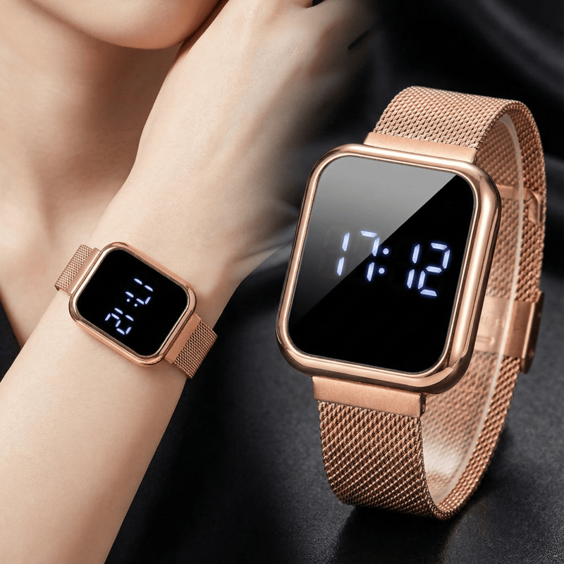 Luxury Watch Exchange - ساعات رقمية مستطيلة أنيقة للنساء والرجال
