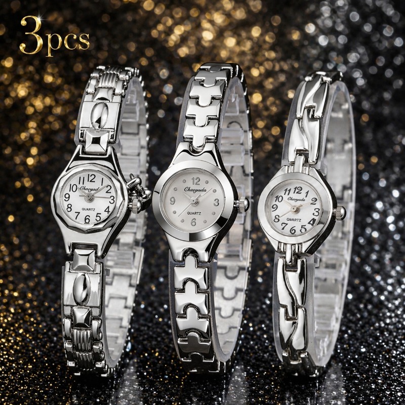 مجموعة من 3 ساعات نسائية أنيقة - مراجعة Luxury Watch With Arabic Numerals وسعره