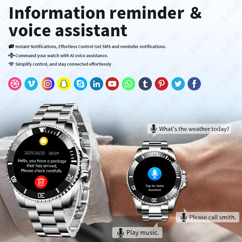 ساعة ذكية رجالية فاخرة من LIGE - مراجعة Luxury Watch Hd وسعره