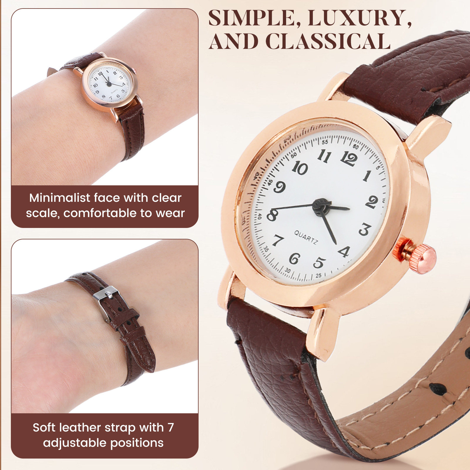 ساعة نسائية بسيطة وأنيقة بحزام - مراجعة Table Watch Luxury وسعره